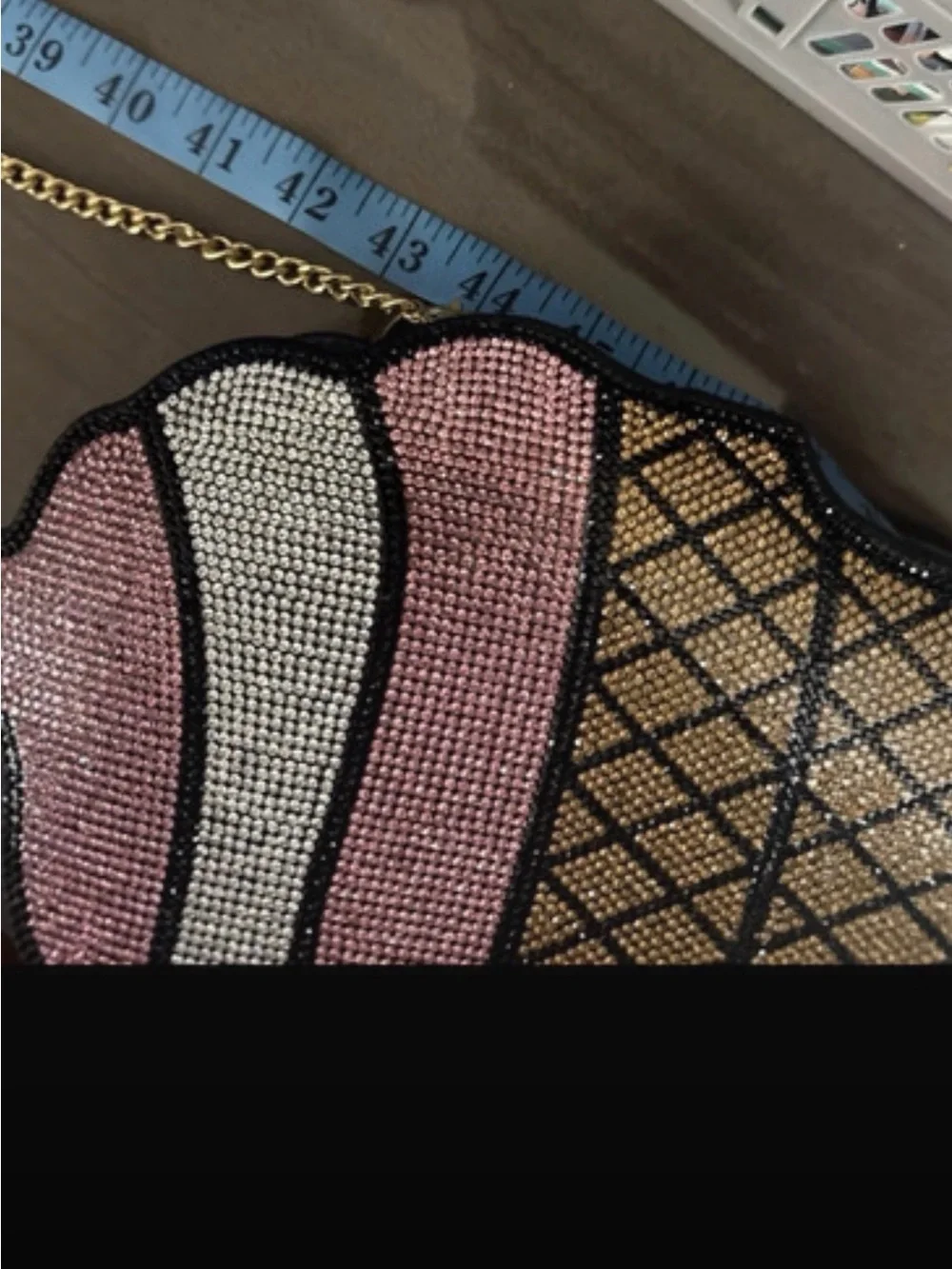Sequin Ice Cream Cone Crossbody Bag - Pink & Gold